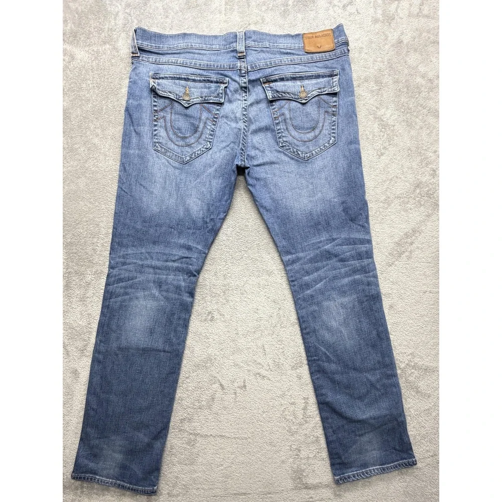 True Religion Jeans‎ Mens Measured 45x34 Blue Straight Slim Denim
